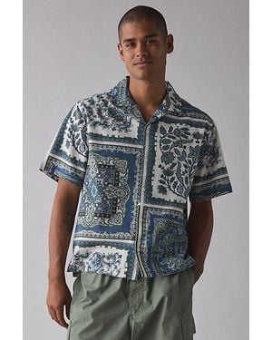 Urban Outfitters Uo Scarf Pattern Short Sleeve Shirt Top - Grey