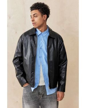 BDG Nicolai Faux Croc Leather Jacket - Grey