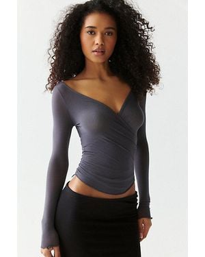 Out From Under All Wrapped Up Surplice Long Sleeve Top - Black