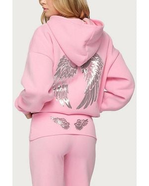 Edikted Angel Energy Sequin Hoodie - Pink