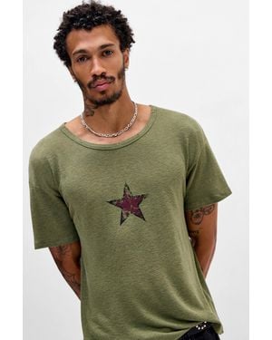 Jaded London Green Star Sun Faded T-shirt