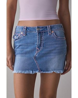 True Religion Sadie Super T Flap Denim Mini Skirt - Blue