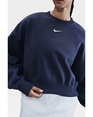 Nike Sportswear Phoenix Fleece Over-Oversized Crew Neck Pullover Top - Blue