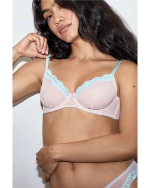 Out From Under Cherish Mesh Contrast Underwire Bra - Pink