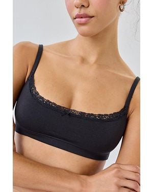 Organic Basics Flex Lace Trim Scoop Bralette - Black