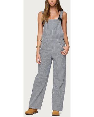 Edikted Tamsin Striped Overalls Pant - Blue