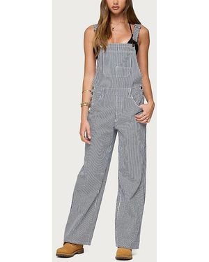 Edikted Tamsin Striped Overalls Pant - Blue