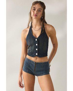 Abrand Jeans C'Est La Vie Pinstripe Denim Vest Top Jacket - Blue