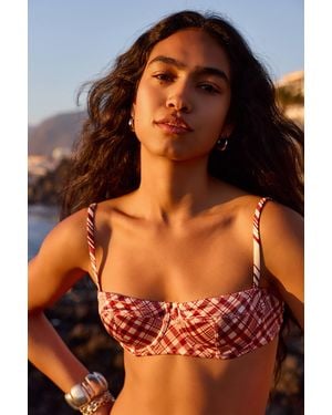 Out From Under Check Underwire Bikini Top - Orange