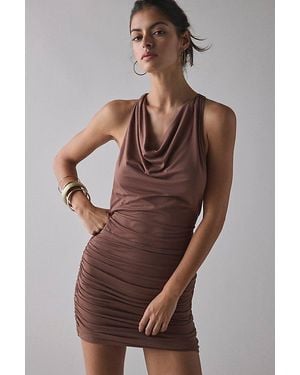 Urban Outfitters Uo Backstage Cowl Twist-Back Cutout Mini Dress - Brown