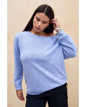 Urban Outfitters Uo Off The Shoulder Tunic Jumper - Blue