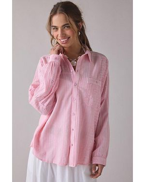 BDG Alex Oversized Cotton Button-Down Shirt - Pink