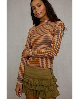 BDG Turtleneck Long Sleeve Spill The Tee - Brown