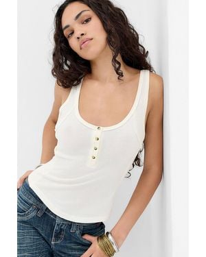 BDG Kaia Henley Vest Jacket - White