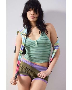 Out From Under Andi Stripe Halter Seamless Cami - Green
