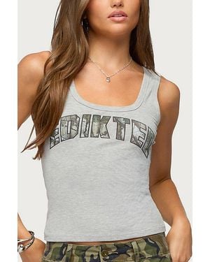 Edikted Girly Ribbed Tank Top - Grey