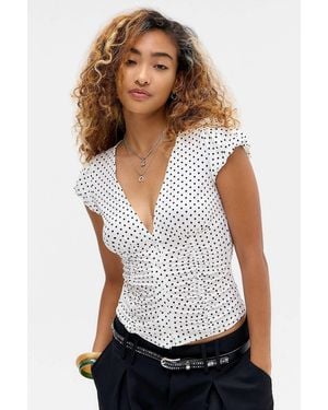 Silence + Noise Silence + Noise Penny Ruched Spot Shirt - White