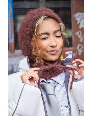 Urban Outfitters Uo Clover Fluffy Knit Hood - Brown