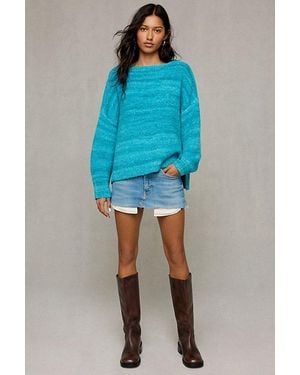 BDG Nola Boucle Oversized Boatneck Sweater - Blue
