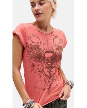 Urban Outfitters Uo Grunge Skull Print Baby T-shirt - Red