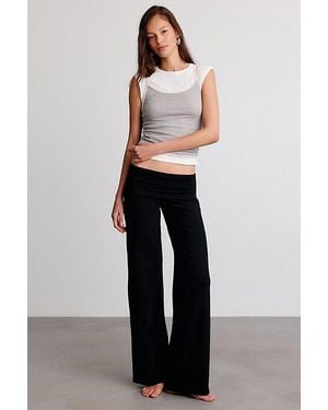 Out From Under Bec Foldover Wide Leg Pants - Black