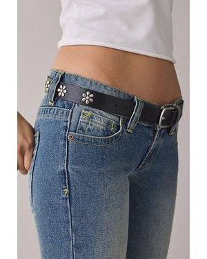 BDG Bloom Flower Studded Leather Belt - Blue