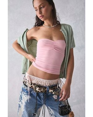 BDG Carla Sweetheart Neckline Ribbed Knit Tube Top - Pink