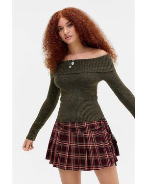 Urban Outfitters Uo Rylee Bardot Top - Red