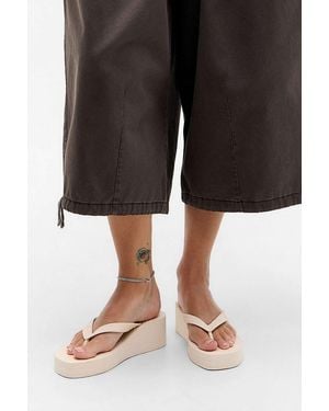 Sleeper Cream High Platform Flip Flops - Black