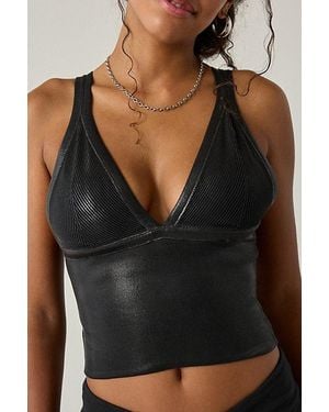 Out From Under Jade Foil Seamless Knit Cutout Tank Top - Black