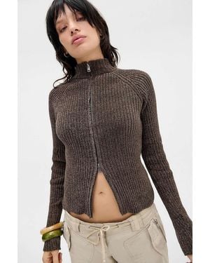 Urban Outfitters Uo Chenille Track Top - Brown