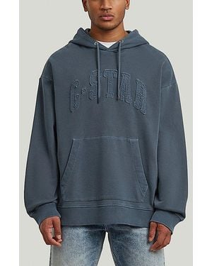 G-Star Applique Relaxed Hoodie Sweater - Blue