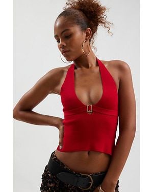 Silence + Noise Rhode Belted Halter Sweater - Red
