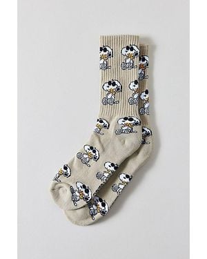 Urban Outfitters Peanuts Snoopy Big Hug Crew Sock - Green