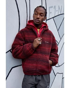 iets frans... Burgundy Stripe Fleece Hoodie - Red