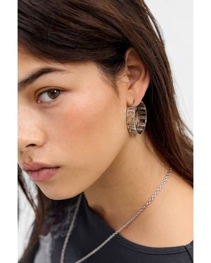 Ed Hardy Cut Out Logo Hoop Earrings - Black