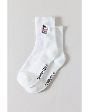 Urban Outfitters Peanuts Snoopy Icon Quarter Crew Sock - White