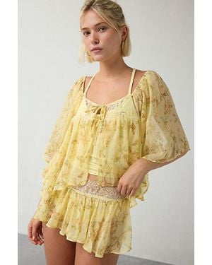 Out From Under Sweet Like Honey Sheer Lace Trim 2-Piece Set Top - Natural