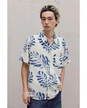 BDG Palm Print Relaxed Short Sleeve Shirt - Blue