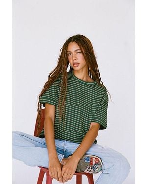 RAT BOI Striped Boifriend T-Shirt Top - Green