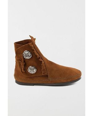 Minnetonka Suede Two Button Boot - Brown