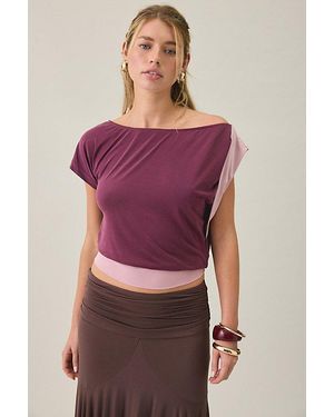 Motel Sobiya Asymmetric One-Shoulder Crop Top - Purple