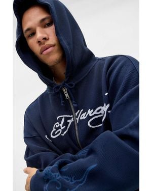 Ed Hardy Uo Exclusive Rose Flame Hoodie - Blue