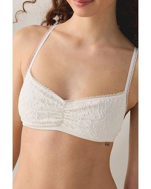 Out From Under Simona Floral Jacquard Seamless Knit Bralette - White