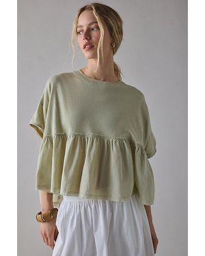 BDG Holly Short Sleeve Cropped Babydoll Tee - Green