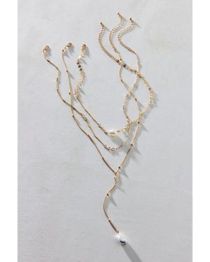 Urban Outfitters Addison Lariat Layering Necklace Set - White