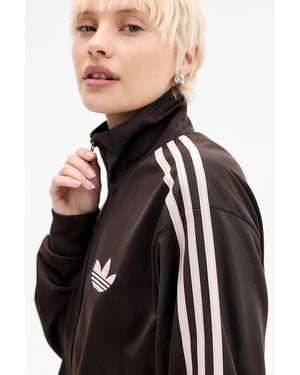 adidas Originals Chocolate & Pink Firebird Track Top Xs At Urban Outfitters - Black