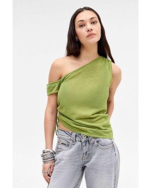 Urban Outfitters Uo Sheer Asymmetric Top - Green