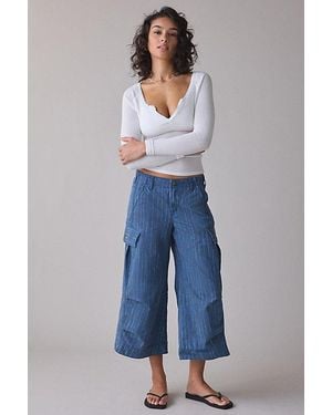 BDG A Cut Above Cropped Wide Leg Pants - Blue