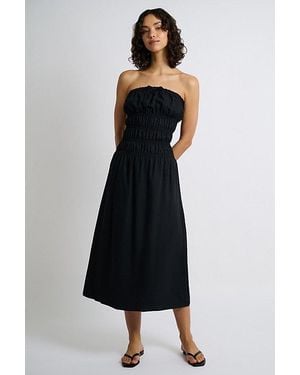 Onia Air Linen Smocked Maxi Dress - Black